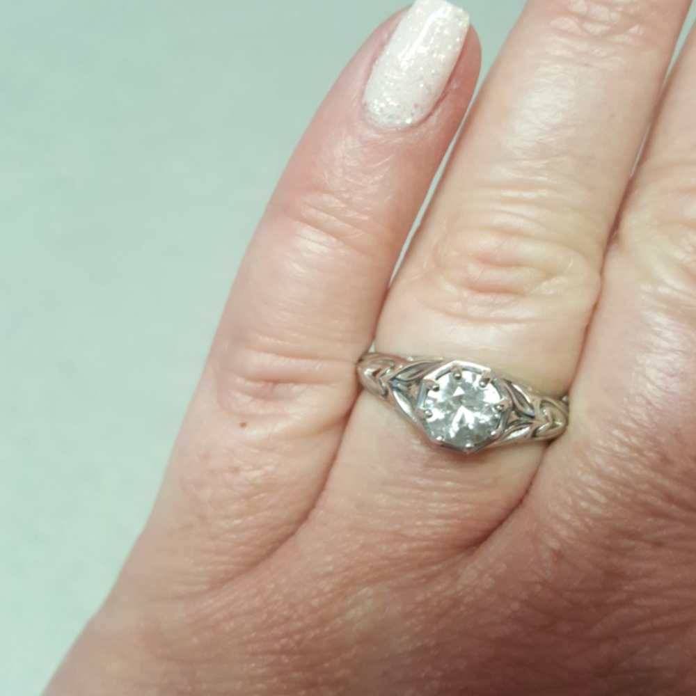 White Zircon Solitaire Ring